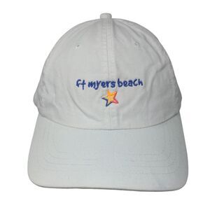 Ft Myers Beach Star Slideback Hat White Solid Adjustable Embroidered